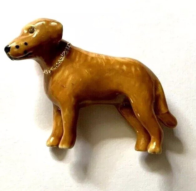 Golden Labrador Enamel Adorable Dog Pooch Pin Brooch Hand Painted Erwin Pearl