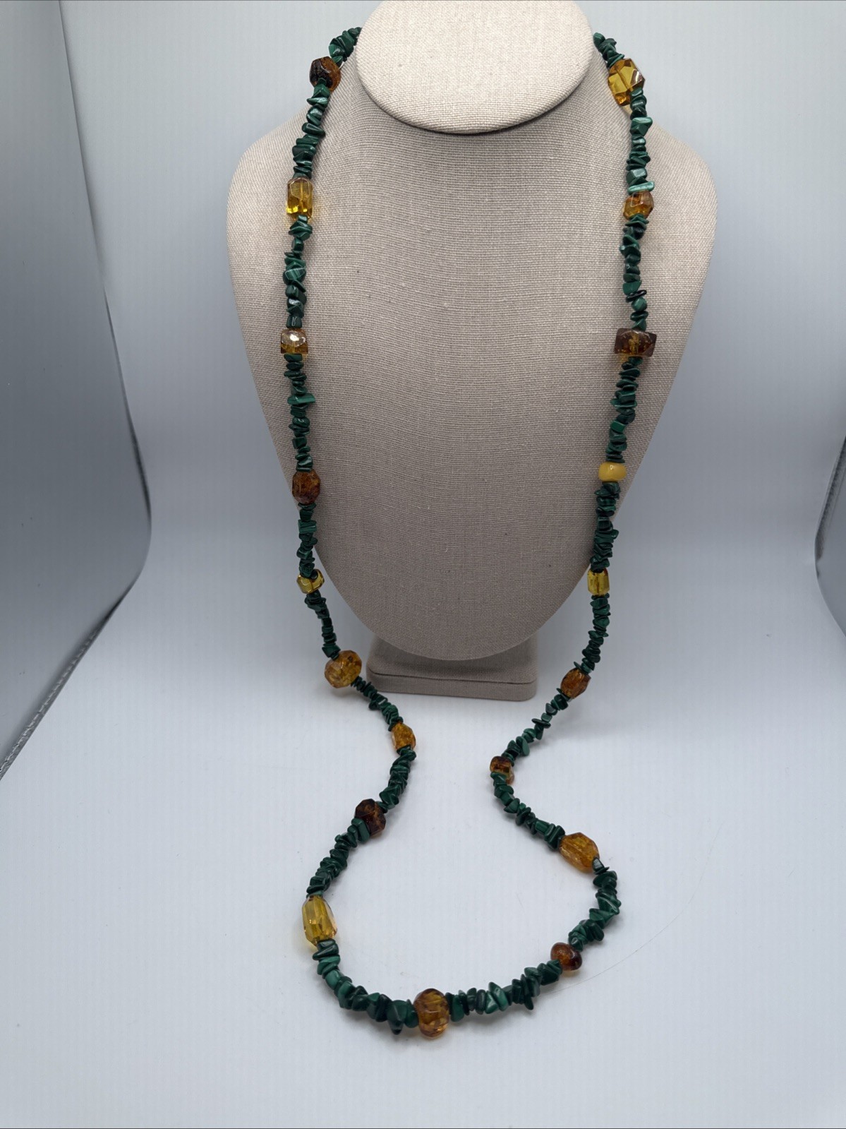 Mine Finds By Jay King Malachite & Baltic Amber Long Beaded Necklace 41”