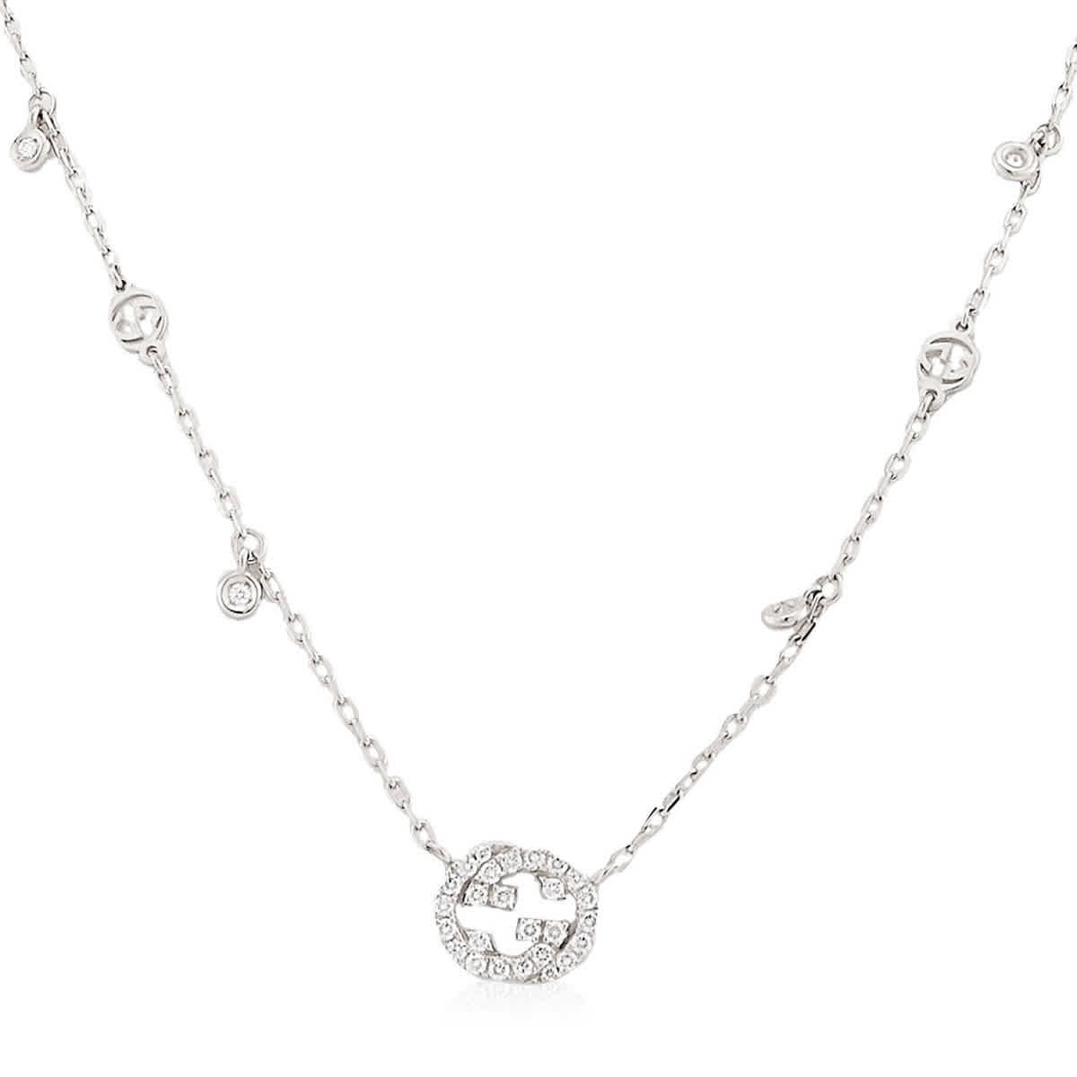 Gucci Interlocking G 18Ct White Gold 0.27Ct Diamond Necklace – Ybb729402003