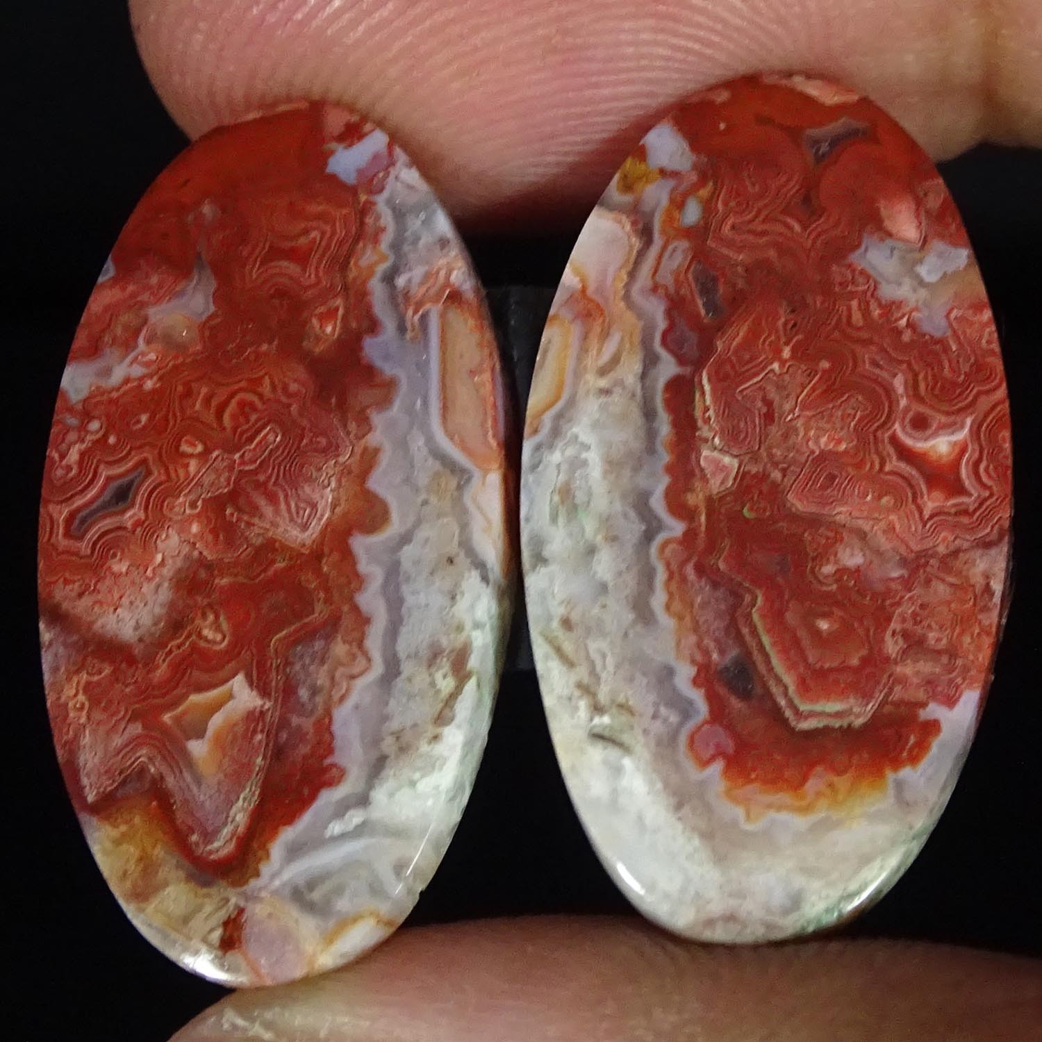 25.40Cts 100%Natural Crazy Lace Agate Oval Pair Cabochon Gemstone 14X27X3MM