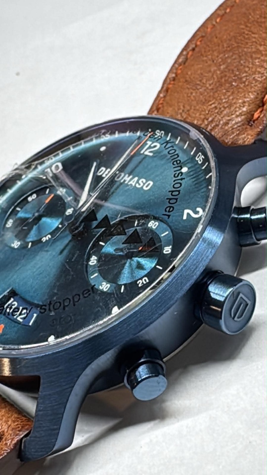 NEW Mens 42mm Detomaso Chrono QTZ Metalic blue D02-15 G2404 watch A40