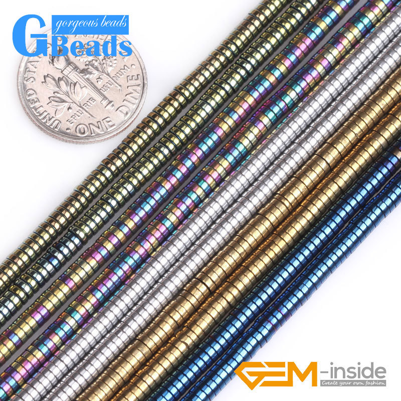 Metallic Coated Hematite Heishi Spacer Beads For Jewelry Making Strand 15″ 2x4mm