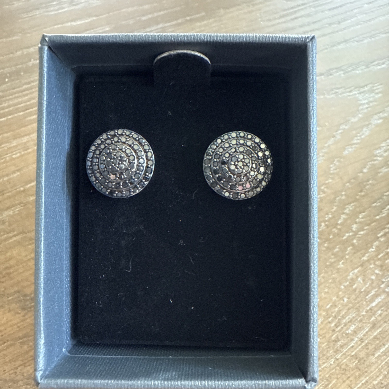 Colleen Lopez Pave Black Diamond Sterling Ball Stud Earrings 1CTW NWT $349 HSN