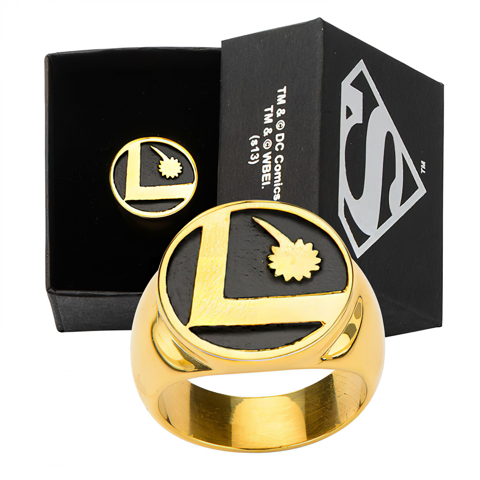 DC Legion Of Superheroes Logo Stainless Steel Ring Gold