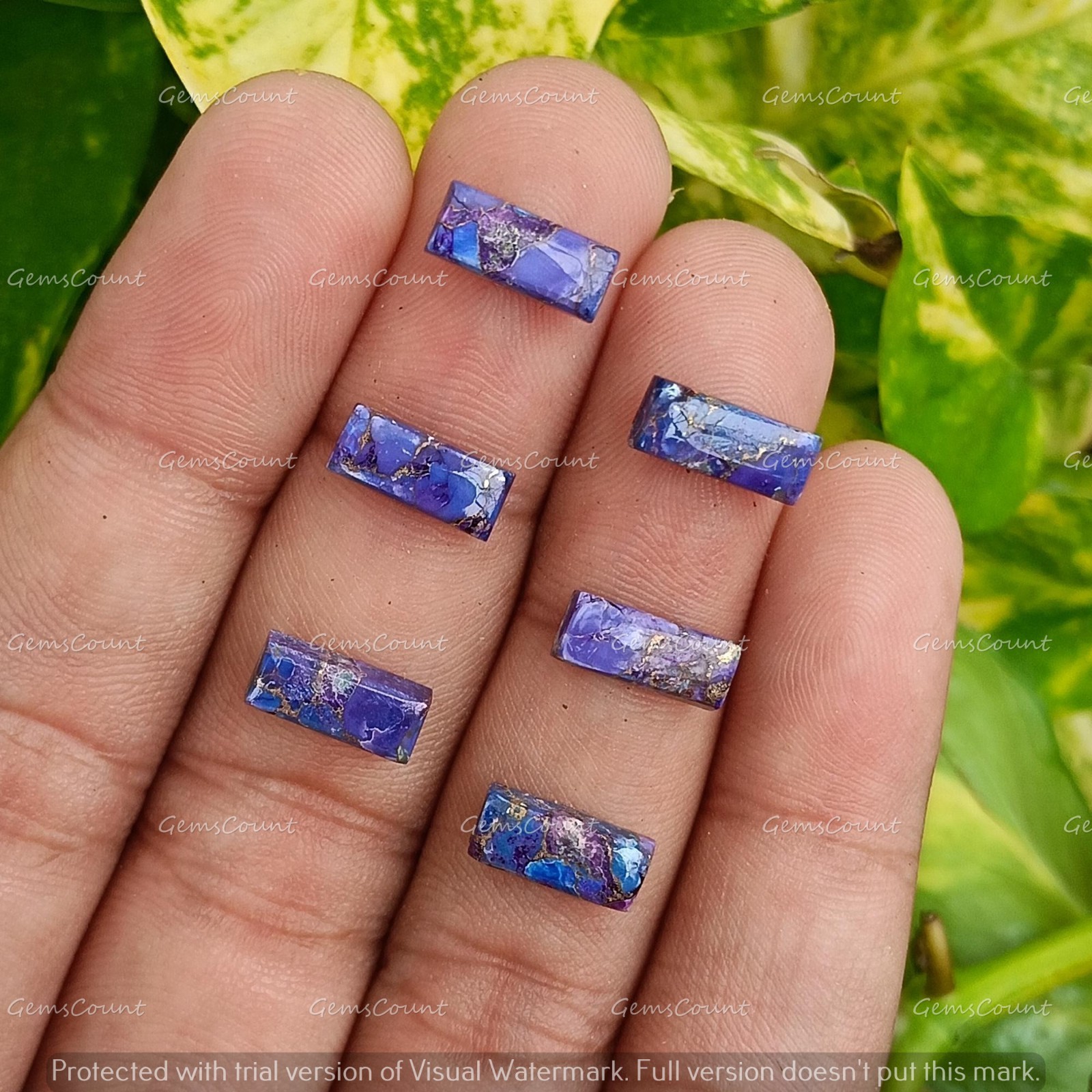Natural Purple Copper Turquoise Rectangle Cabochon Gemstone 5x10mm-15x30mm