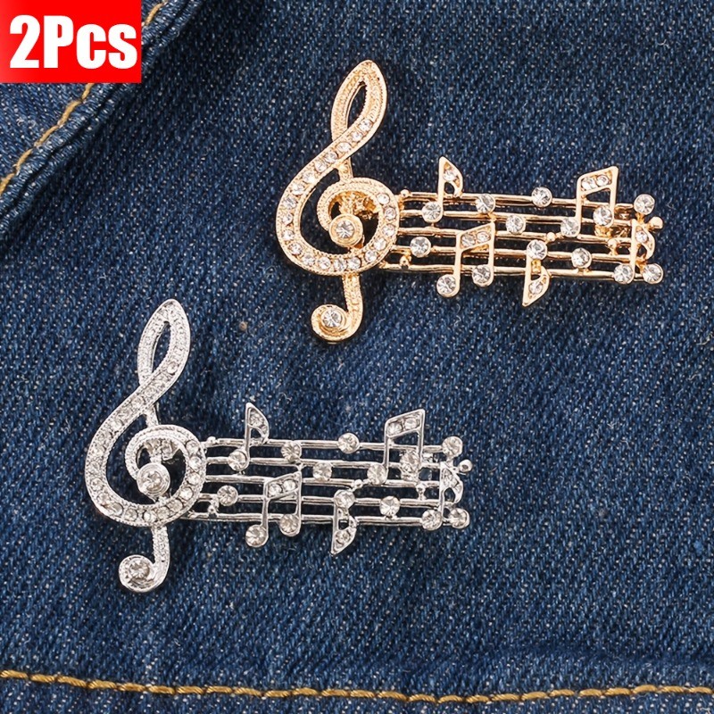 2Pcs Music Note Brooches Treble Clef Lapel Pin Jewelry Gift for Music Lovers