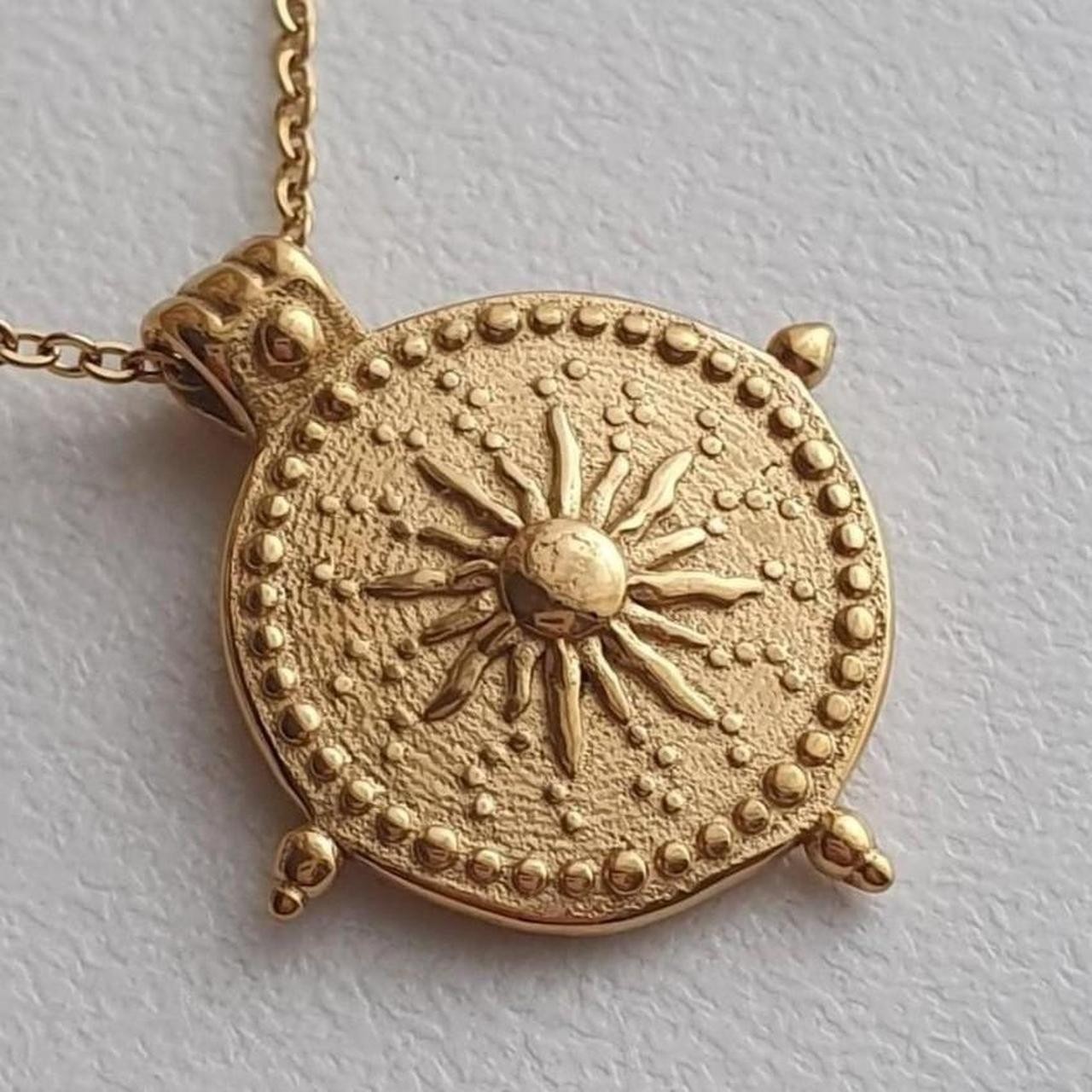 Sun Necklace Sundial Necklace Astrology Pendant Necklace 18k Gold Plated