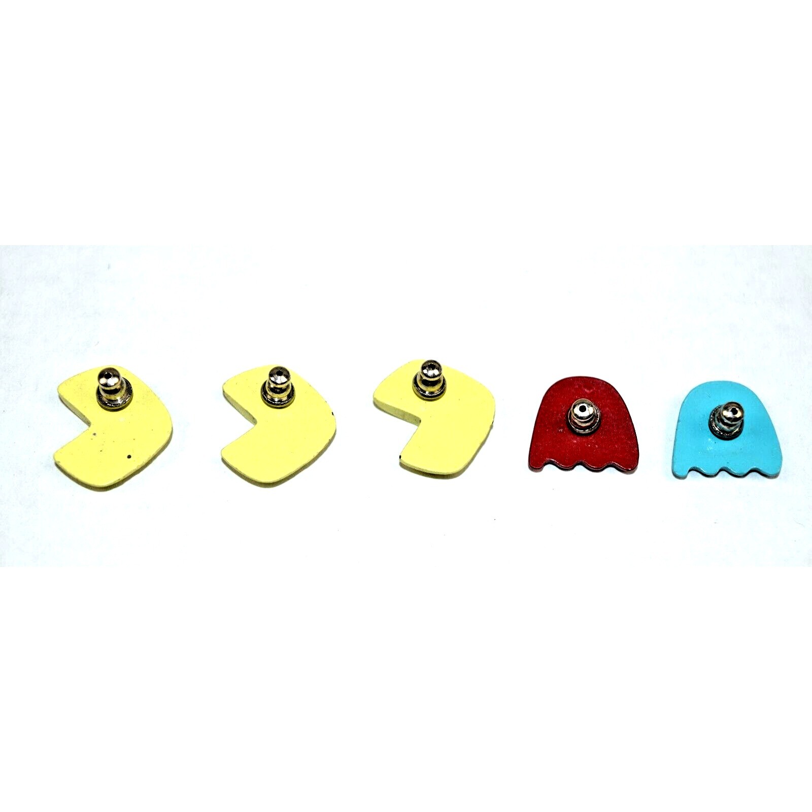 Vintage Pac Man Earrings Dime Size 80s Pac-Man Blinky Inky Ghost Gang Metal