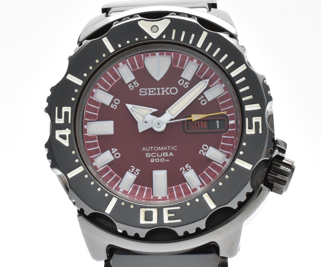 [EXC+5] SEIKO Night Monster 7S26-03G0 Diver 200m AT 21J Red Dial Men’s Watch JP