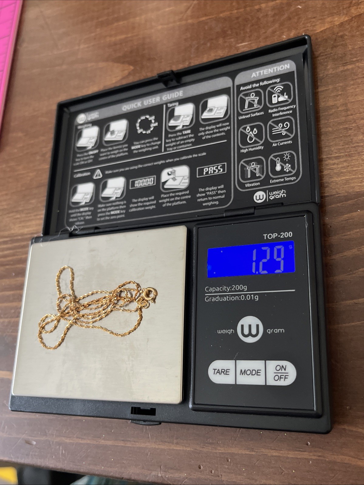 14k Gold 18 Inch Necklace Spring Ring Clasp 1.29 Grams With Box