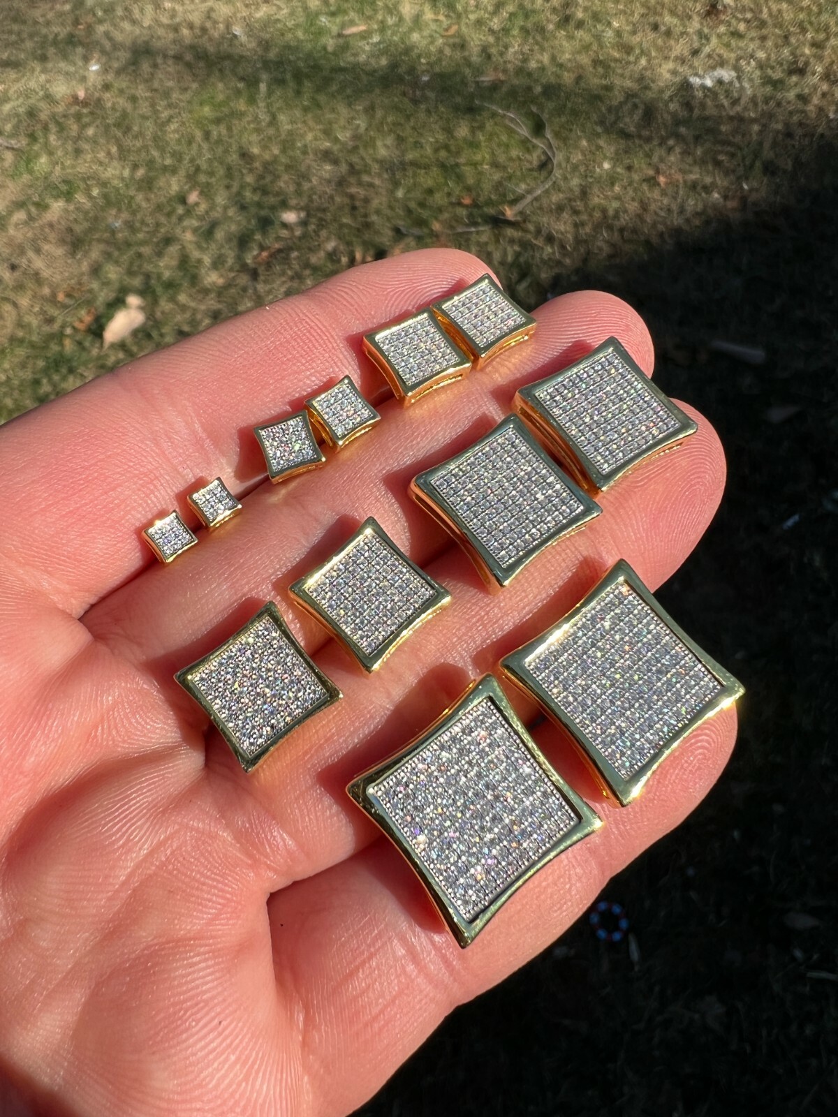 Moissanite Square Kite Earrings Passes Tester 4mm-18mm 14k Gold Plated Over 925