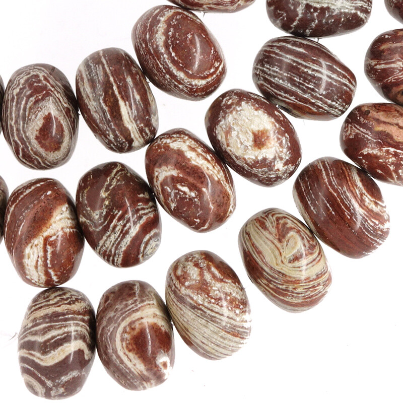 10 Large Brick Red Zebra Jasper Rondelle Bead 17mm – 18mm 5″ #18180