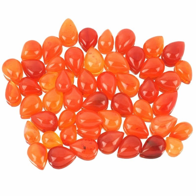 Natural Carnelian Pear Cabochon 5x7mm To 12x16mm Loose Gemstone