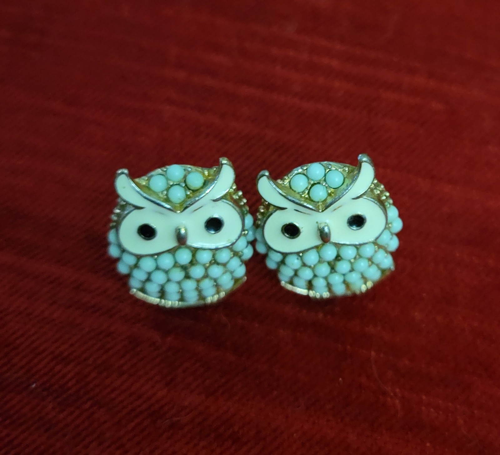 Vintage Clip On Owl Earrings