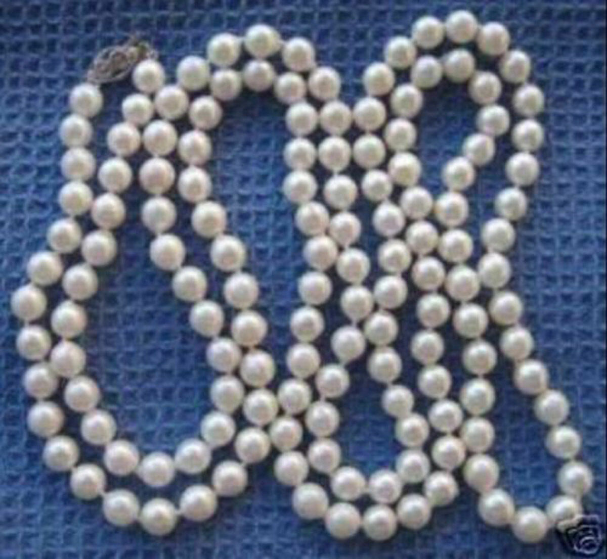 Real natural 7-8mm Akoya white freshwater pearl Long necklace 32″