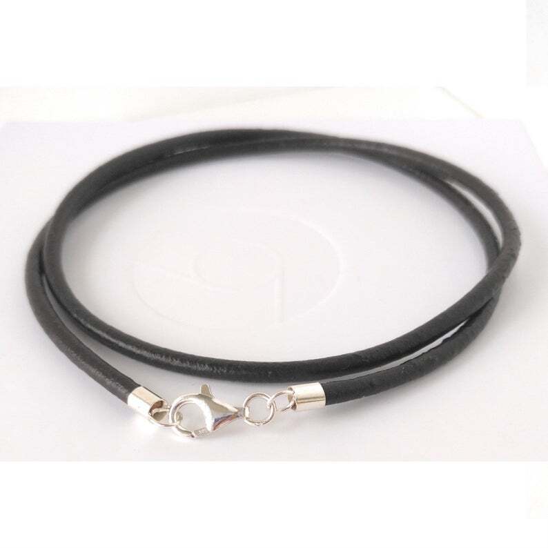 3mm Genuine Leather Necklace Cord with Sterling Silver Clasp 14 – 24 inches