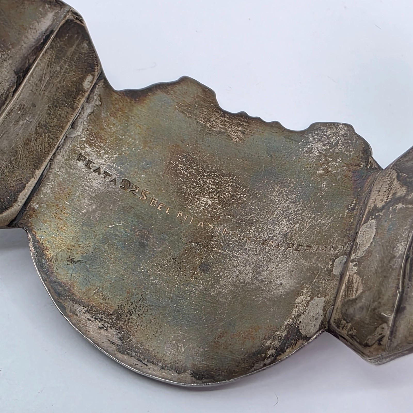 Vintage Peruvian Sterling Silver 925 Pre-Columbian Deity Face Cuff Bracelet