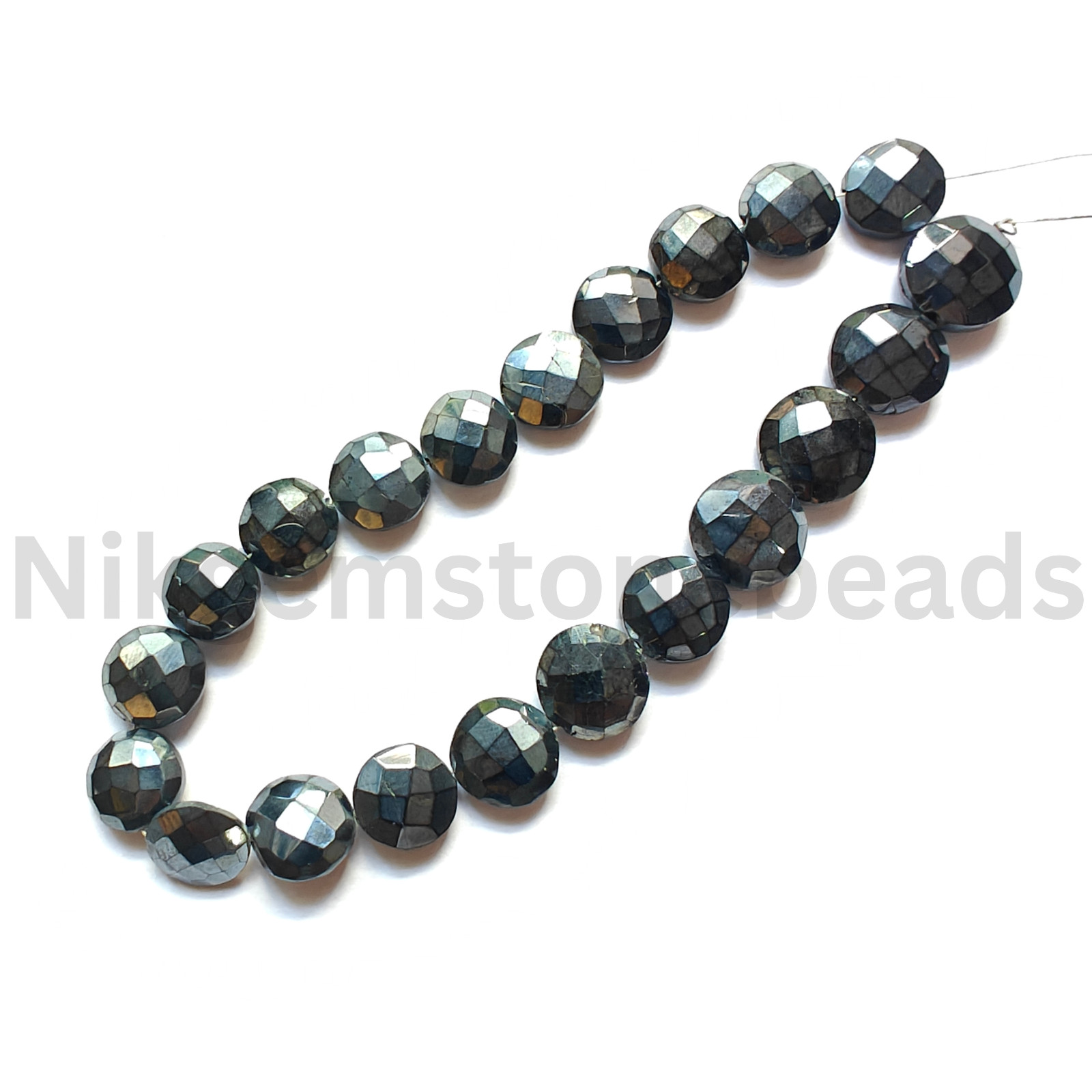 Natural Mystic Plated Spinel Beads, Briolette Faceted Coin Cut Gems, 10.5-12.6MM