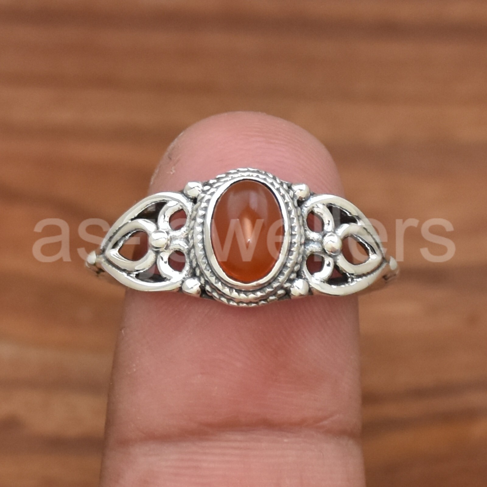 925 Sterling Silver, Carnelian Silver Ring, Dainty Silver Ring, Gemstone Ring