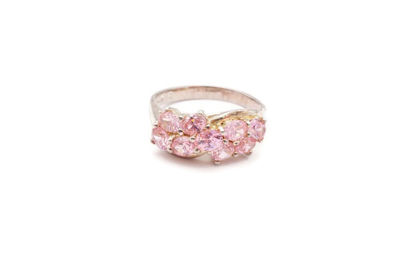 Sterling Silver 925 Pink Cubic Zirconia Ring Size 7.75
