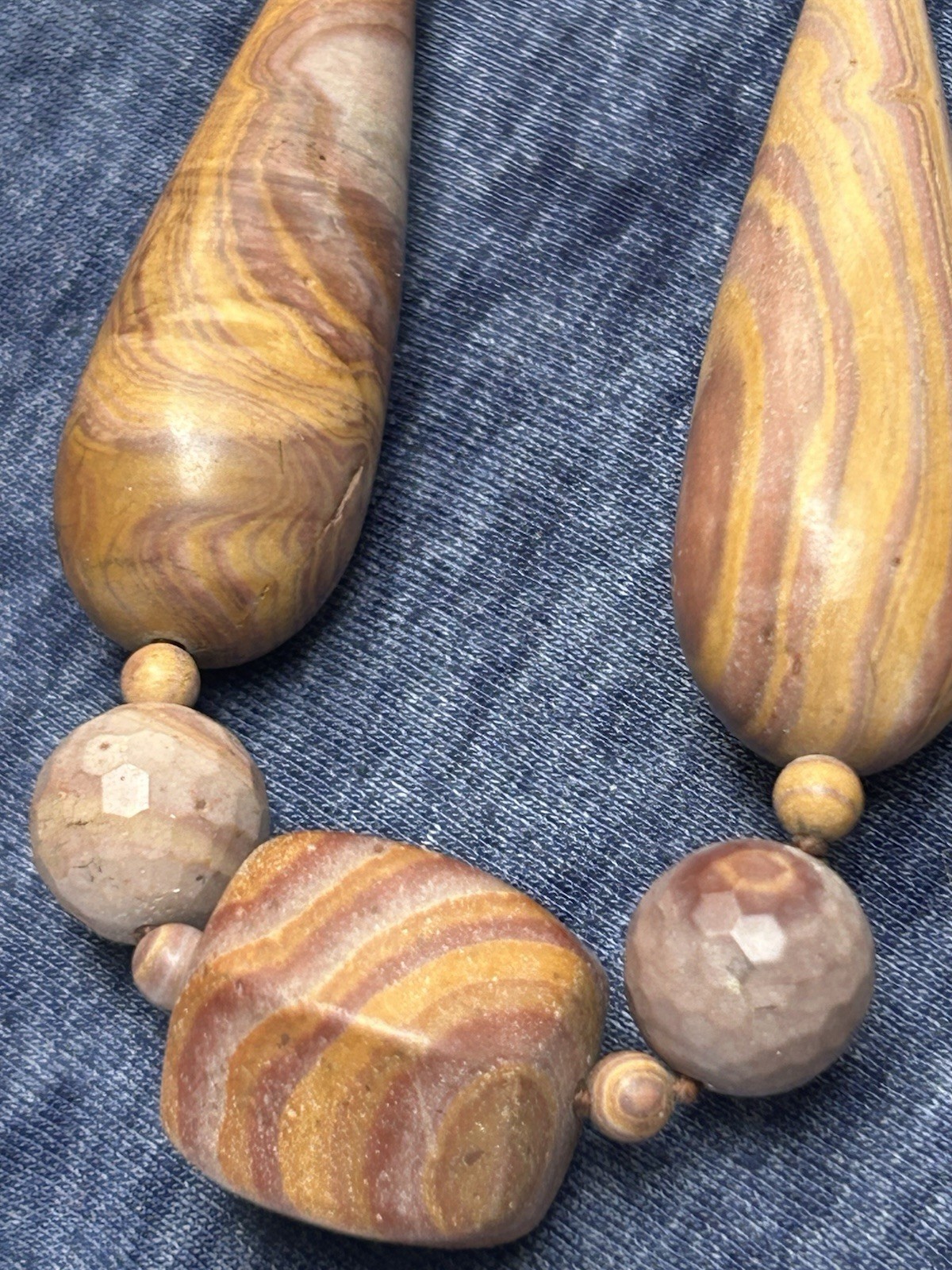 Vintage Jay King Mine Finds Mochazin Swirl Quartzite Neclace and Earring set