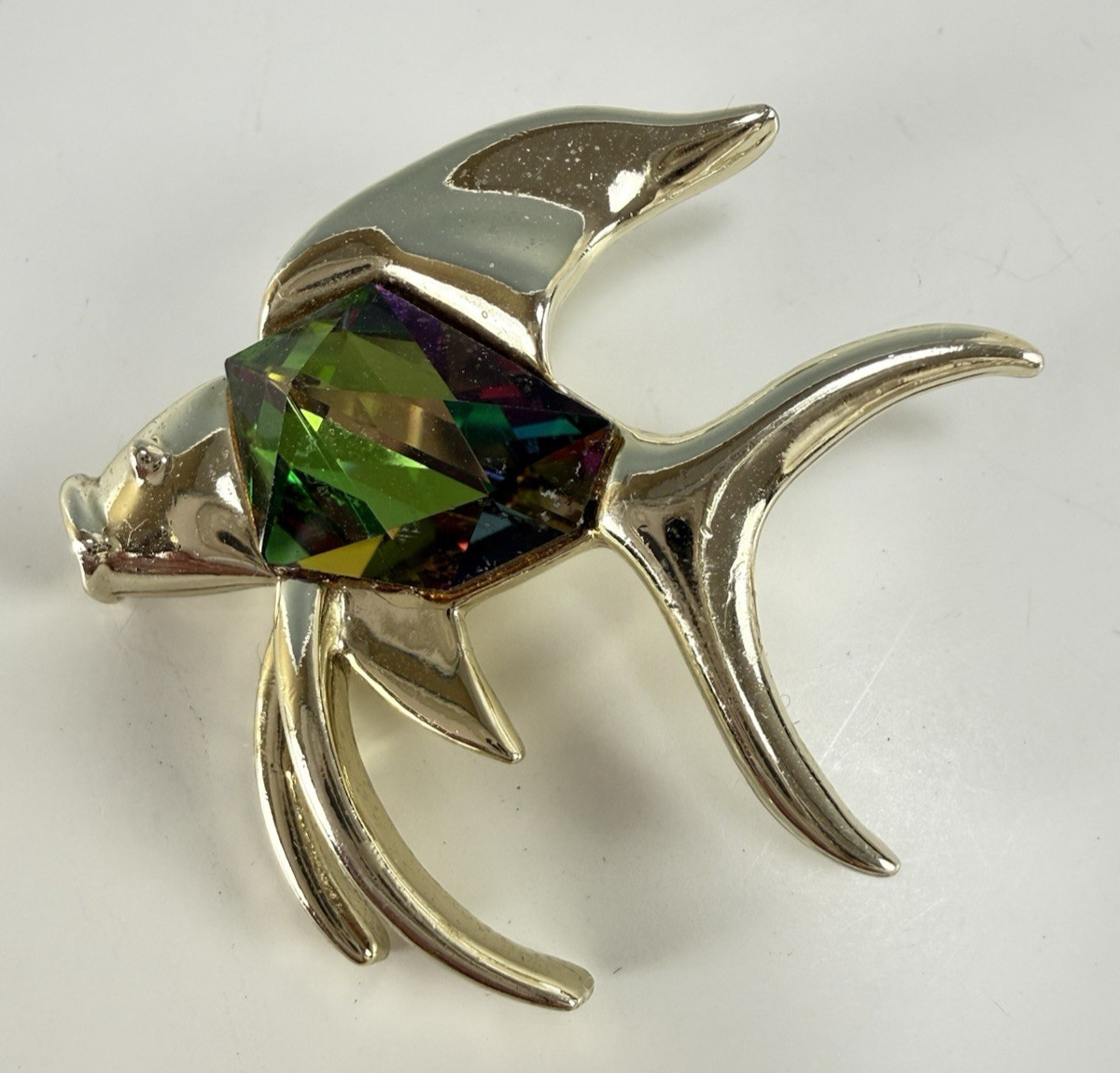 VTG 60s Sarah Coventry Tropicana Angel Fish Brooch Pin Watermelon Rhinestone