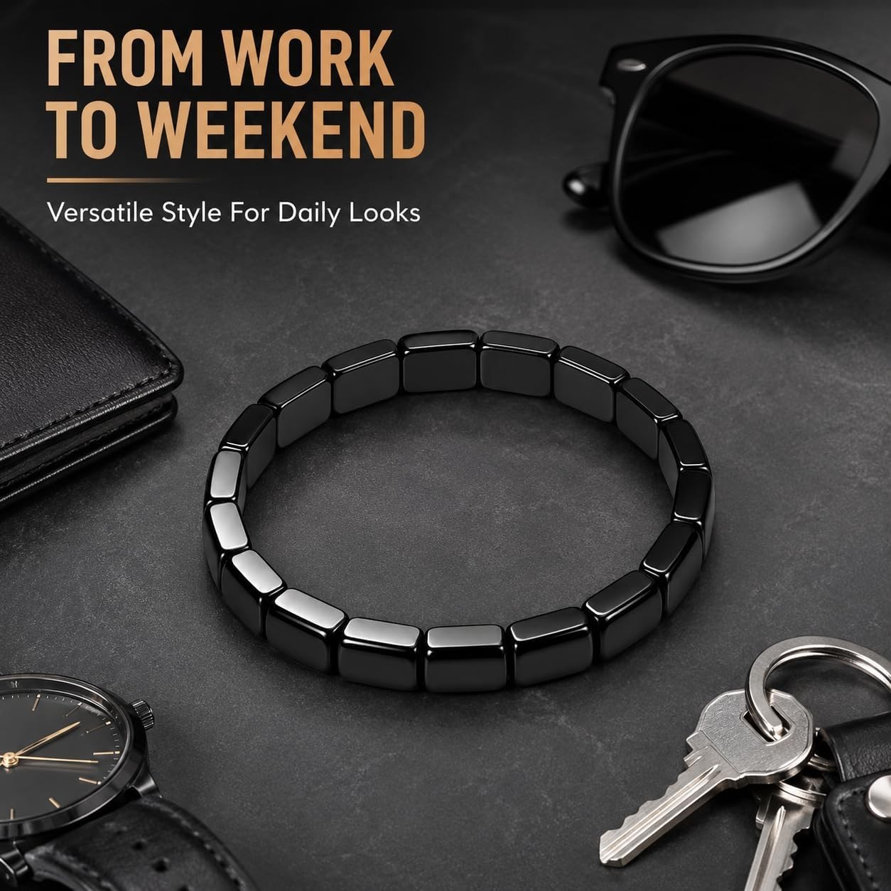 Elegant Black Hematite Wristband – Boost Confidence & Calm Decision-Making