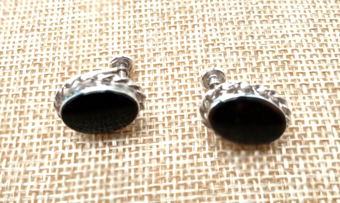 Vtg Van Dell Classic Sterling Silver Black Onyx 18 In Necklace & SB Earrings