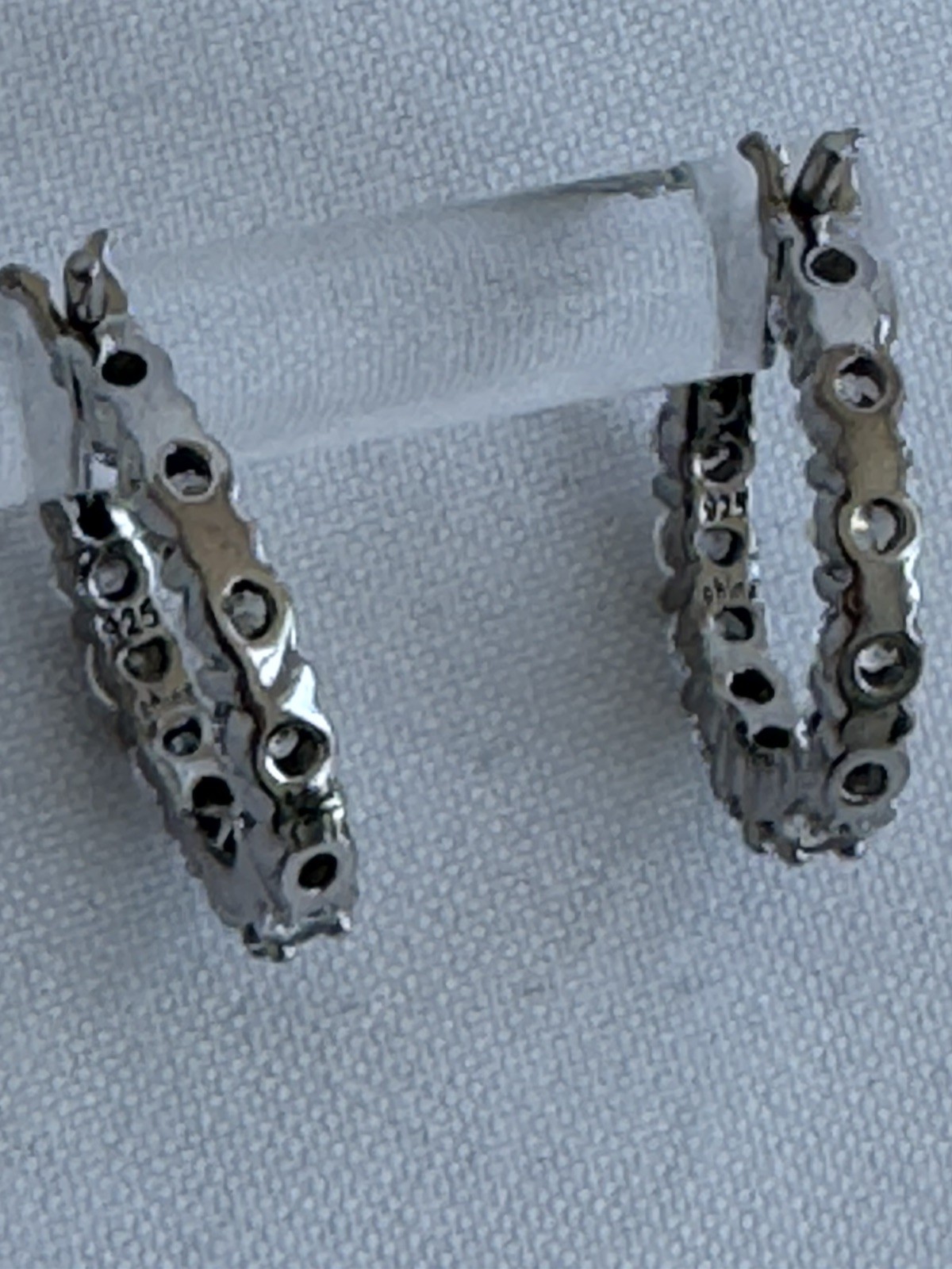 925 Sterling Silver Inside Out Hoop Earrings CZ 5/8” Snap Bar China