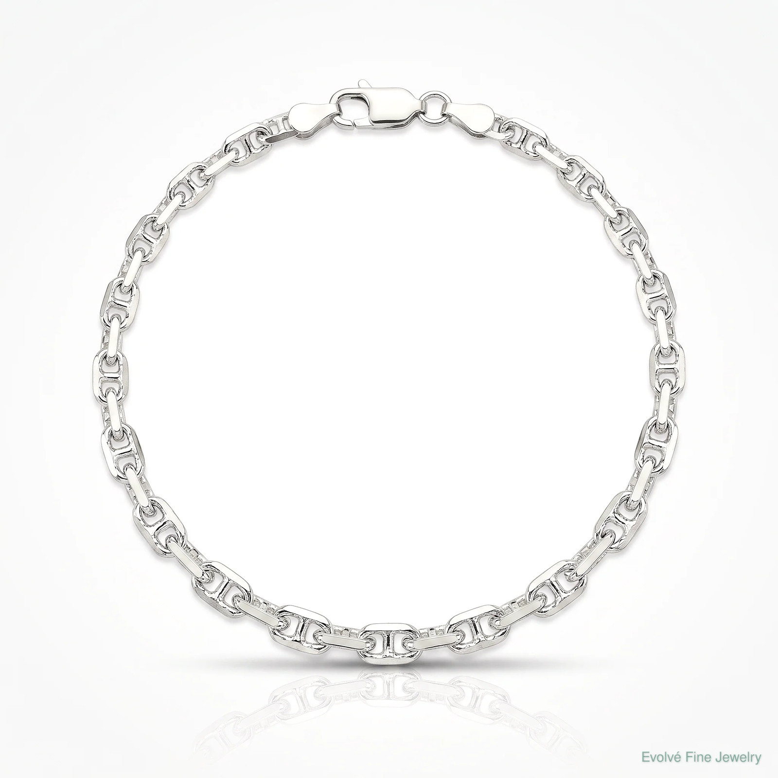 Sterling Silver Pol. And Diamond-Cut 3.75mm Mariner Link Chain Bracelet 7″-8″