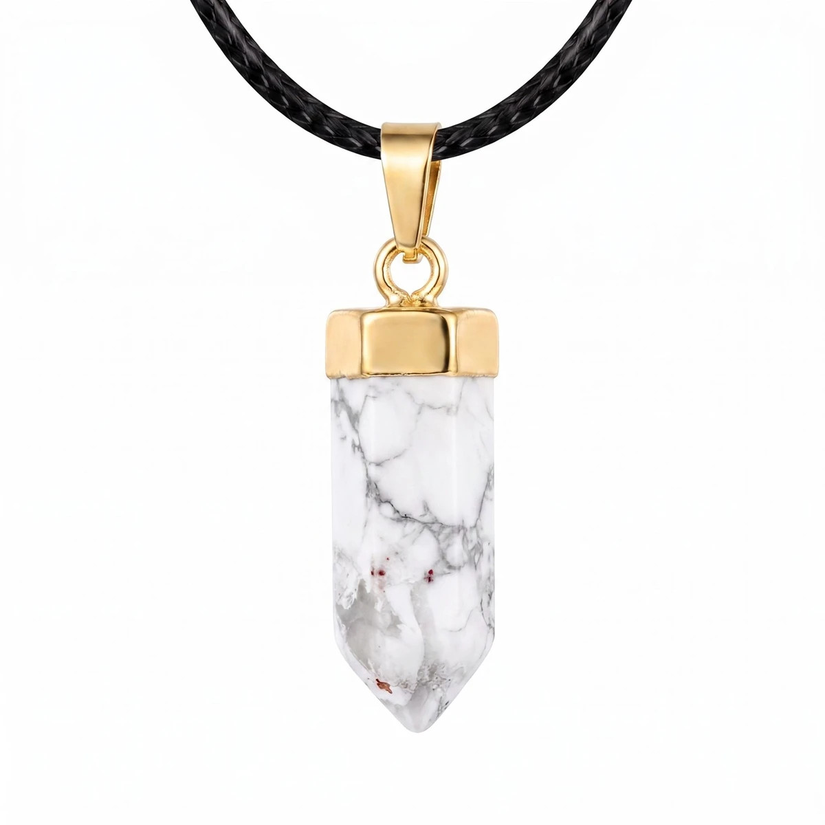6PCS Crystal Hexagonal Point Stone Pendant Necklace for Women Healing Chakra