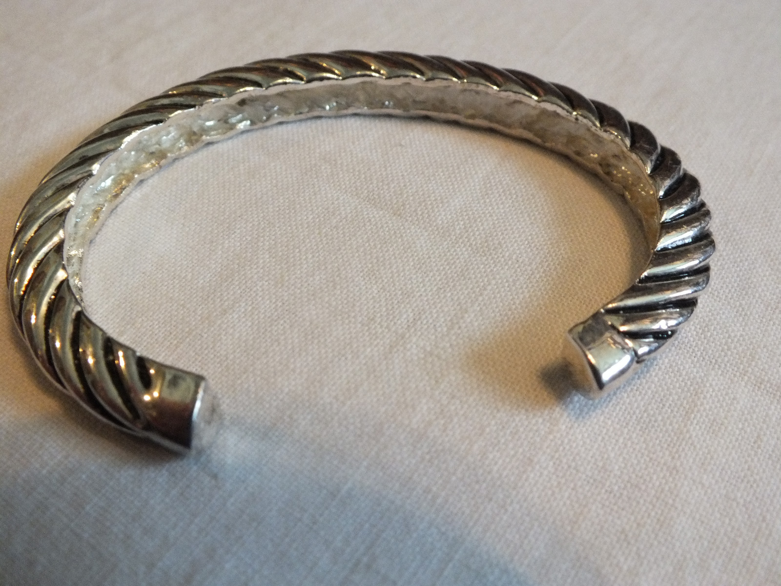 Collectible Cuff Bracelet Silver Tone Testured 1/4 Inch Wide by 2 3/8 Inside