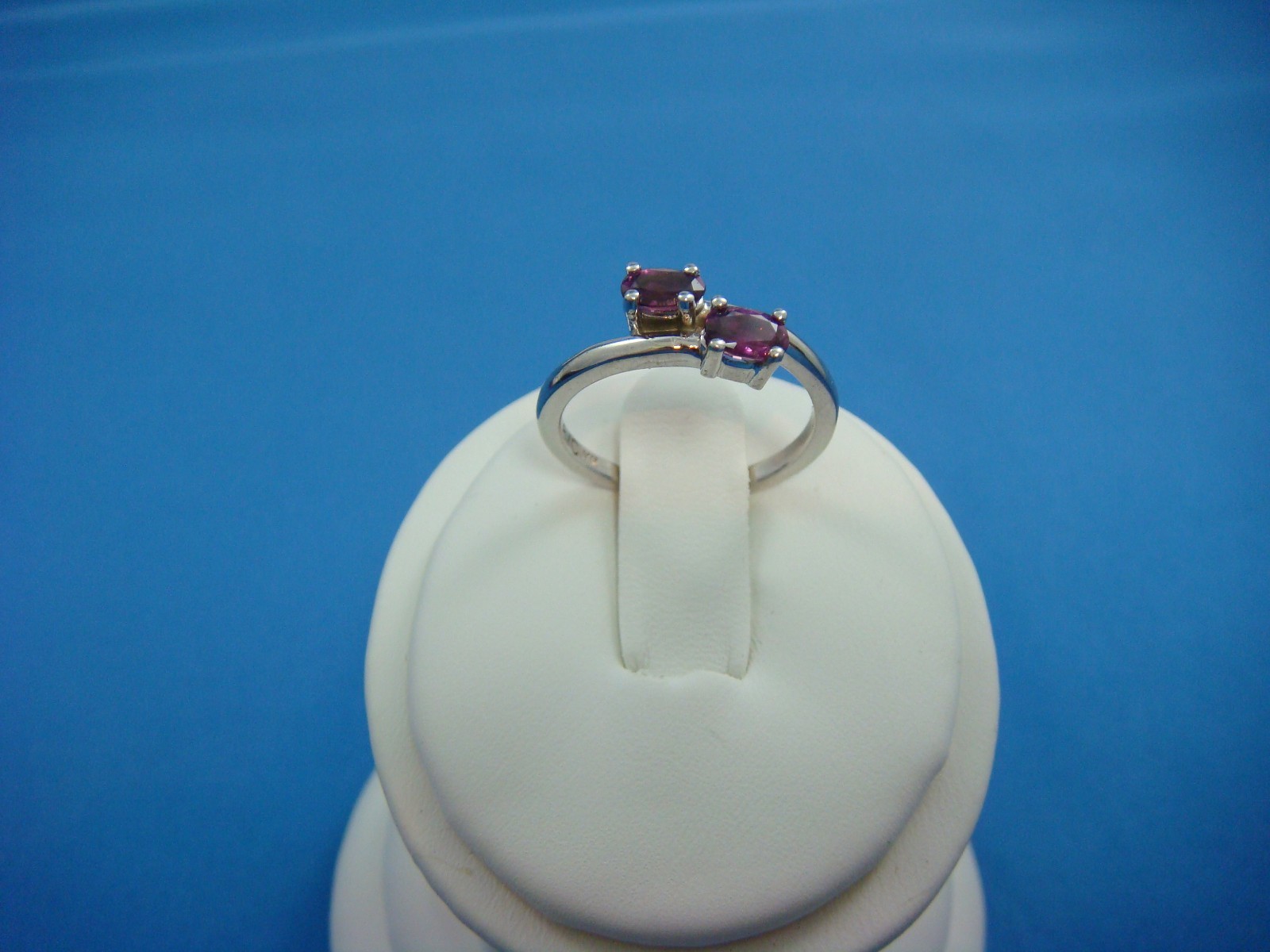 14K WHITE GOLD “EVER US” DESIGN RED TOURMALINE 0.50 CT T.W. LADIES RING SIZE 6