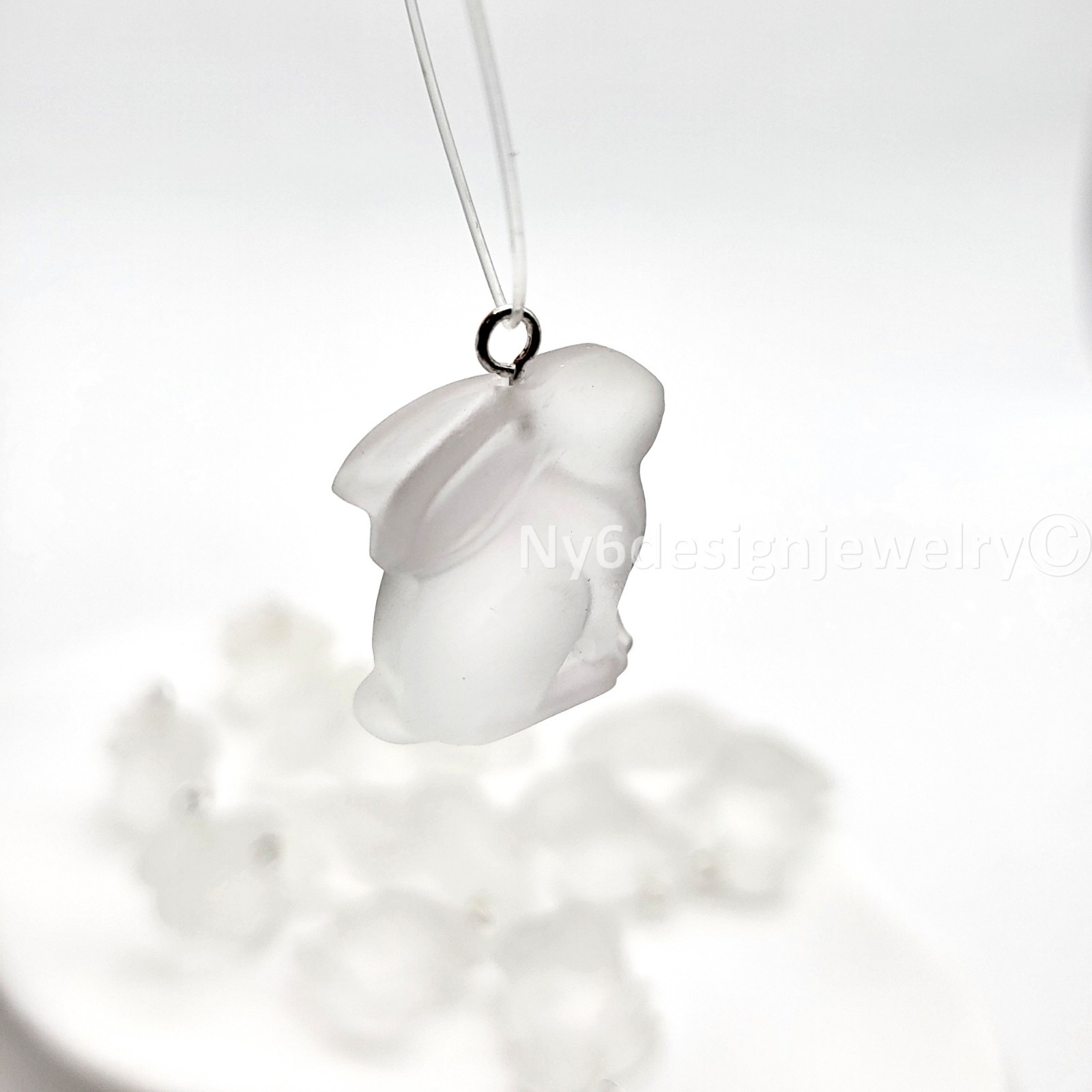 Swarovski Frosted Crystal Bunny Rabbit with Sterling Silver Ring Crystal Animal