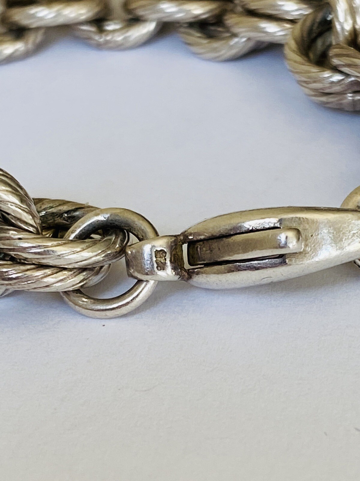 Vintage Signed Sterling Silver Double Rolo Circle Link Chain Bracelet 45-Grams