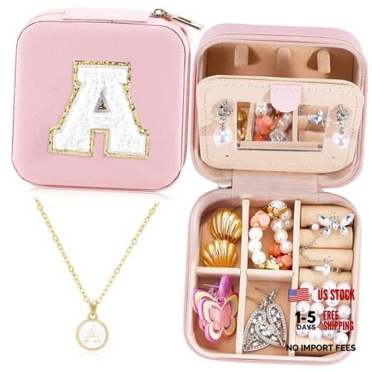Travel Jewelry Case for Women Girls Daughter Birthday Gift from Mom Dad A Pink