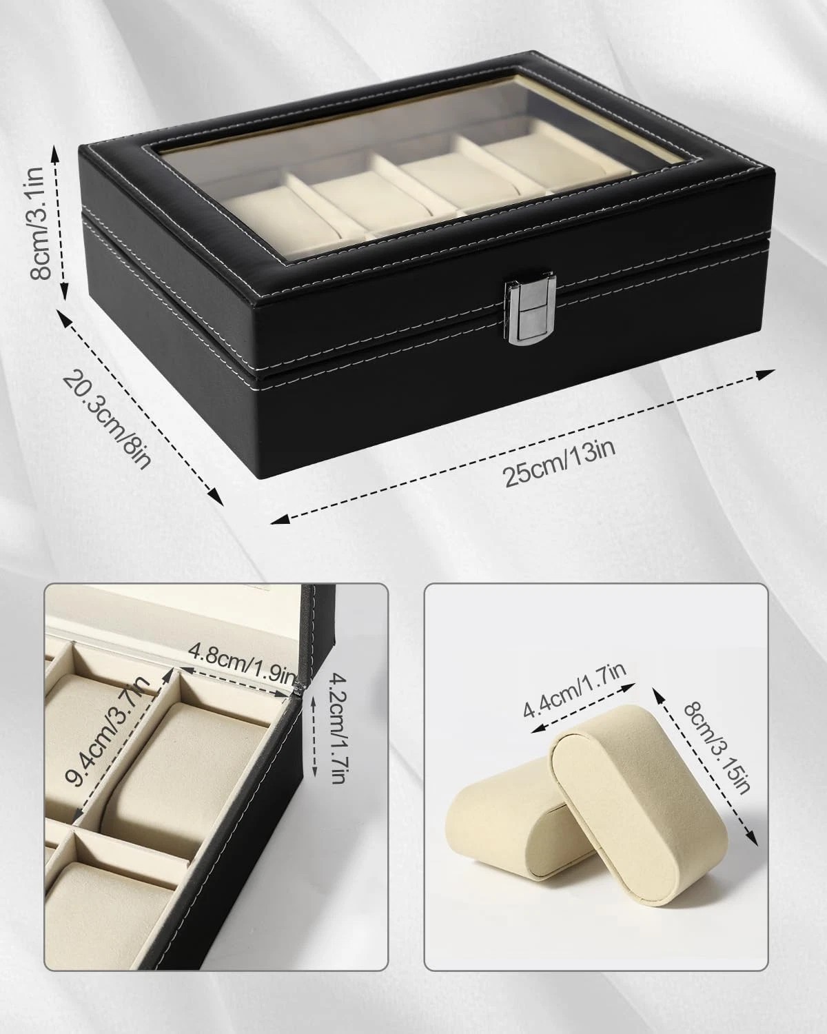 12 Slots PU Leather Watch Box Organizer Box Jewelry Storage Display Case GIFT