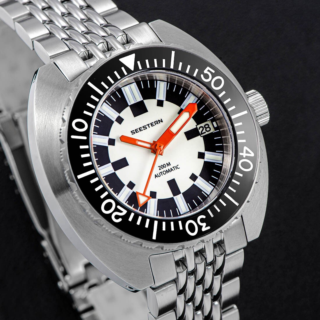 Seestern S406-2 Automatic Steel White Black Date Sapphire Men’s Watch