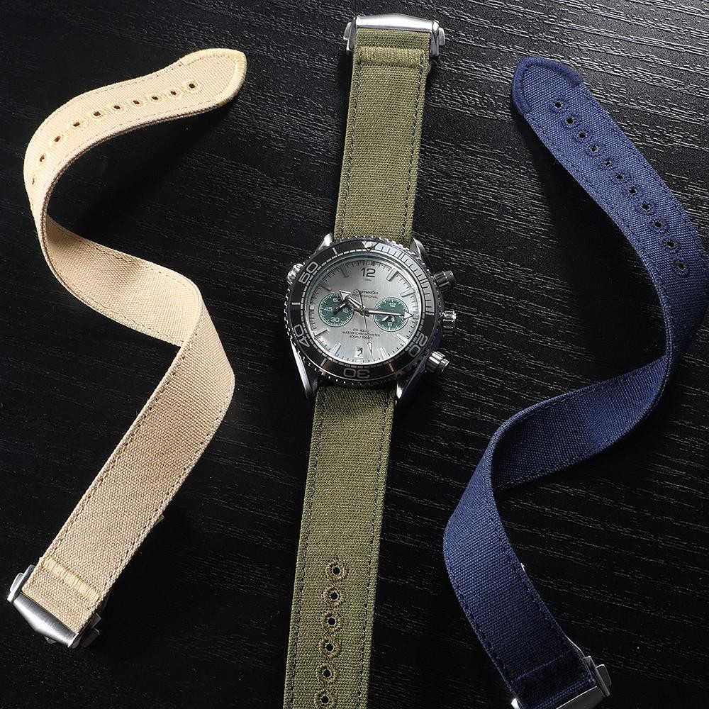 Canvas Sailcloth Watch Strap 20 22mm Soft Nylon Band Folding Clasp Sport Men New