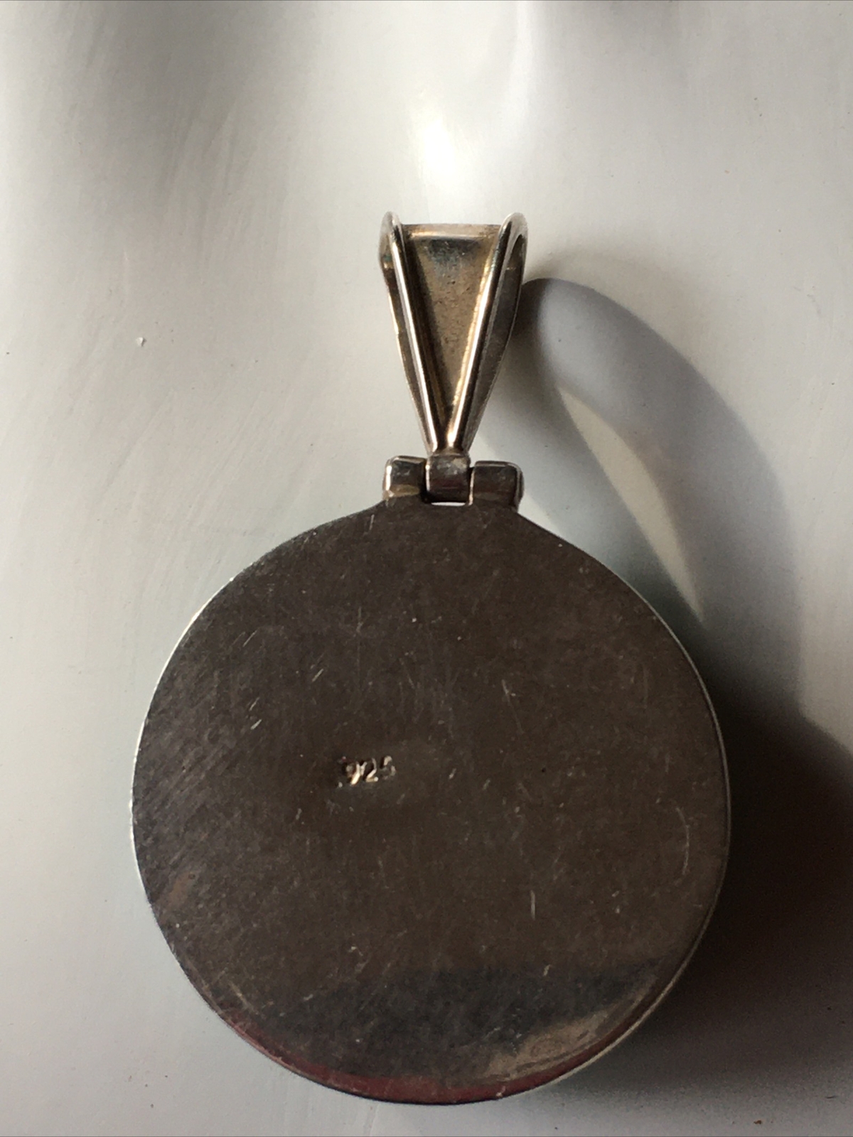 Round Turquoise 925 Sterling Silver Pendant approx 1″ Round