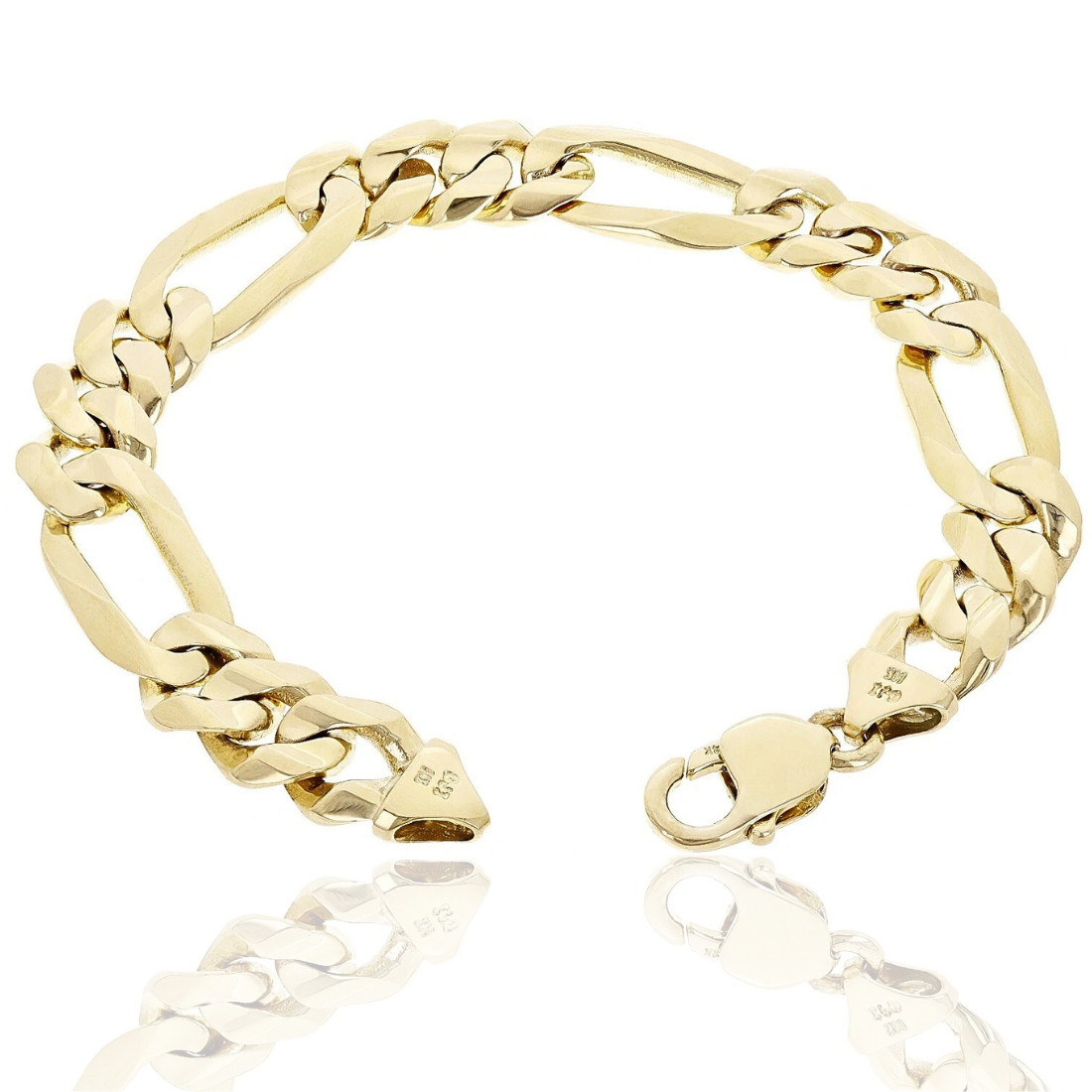 14k Yellow Gold Bracelet Figaro Chain Link | Solid Heavy 50 Grams 8″ 12.7mm