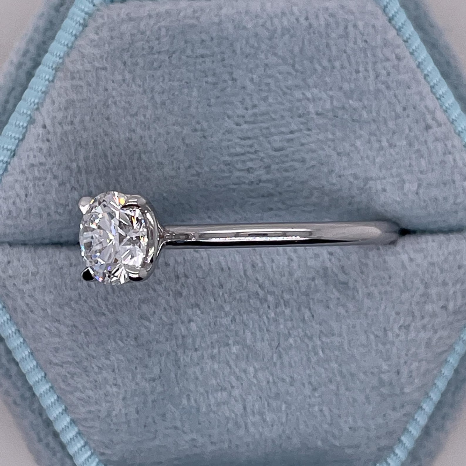 Lab Grown Diamond Solitaire Engagement Minimalist Ring Gold Plated 925 Silver
