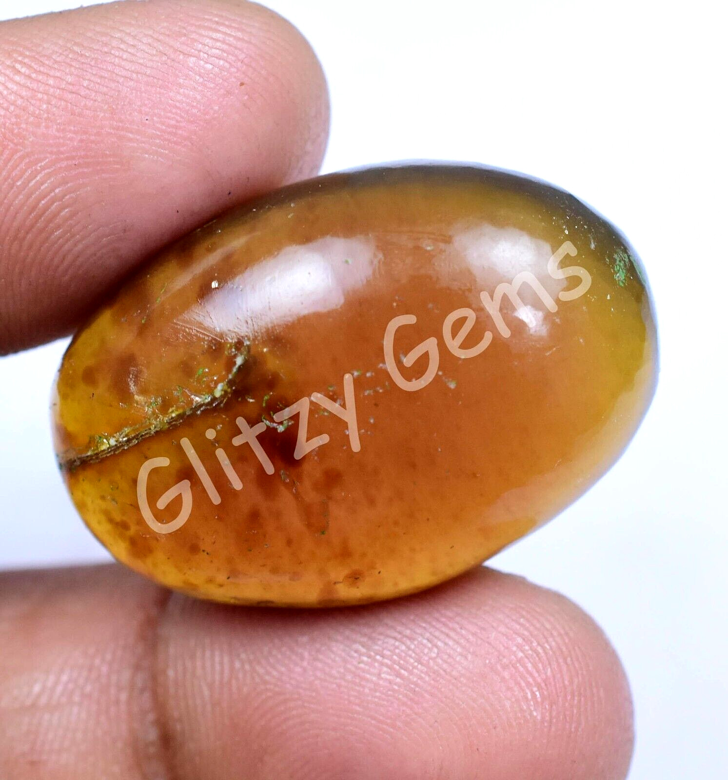 21.25 Ct Natural Tanzania Amber Fossil Insect Inclusion Cabo Certified Gemstone