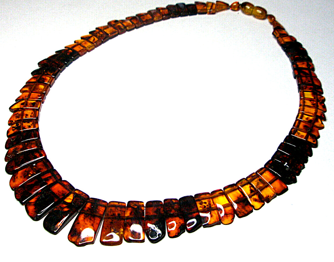 Genuine Baltic Amber Elegant Chic Necklace, Cognac Mix color 45 cm 17.7”, Gift