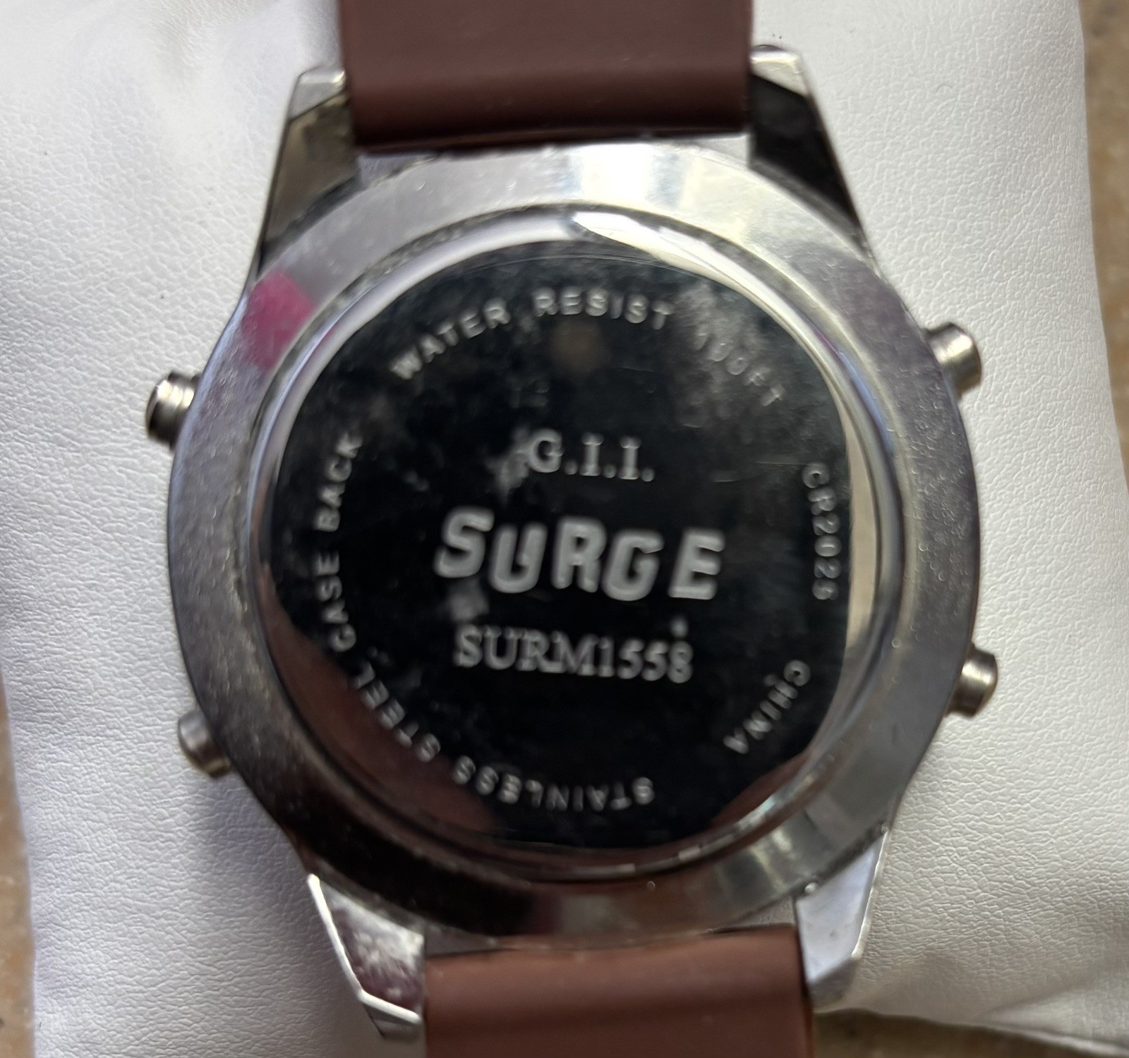 VINTAGE 80s G.I.I. SURGE WATCH SURM1558 RARE!! GLO WORKS! NEW BATTERY! (B23)