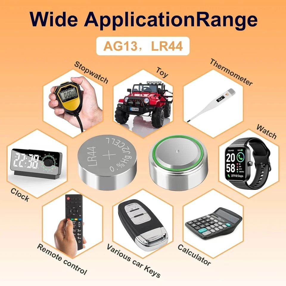 50 Pack LR44 Batteries, AG13 357 303 SR44 a76 Lr44 Button Cell Batteries, 1.5v B