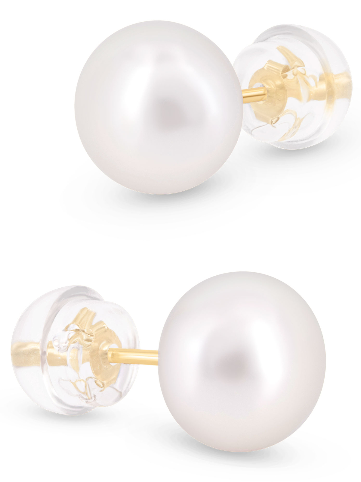KEZEF Pearl Stud Earrings for Women 14K Real Gold – Multiple Sizes