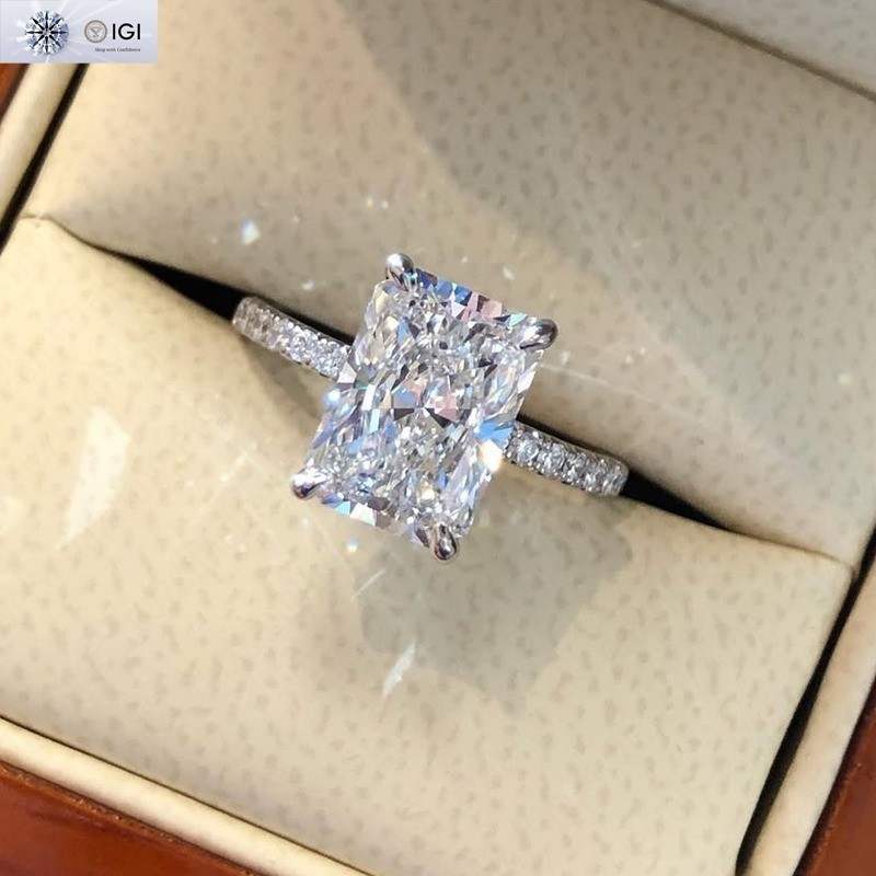 5.30CT Radiant Cut Lab-Grown Diamond 14k White Gold Women’s Hidden Halo Ring