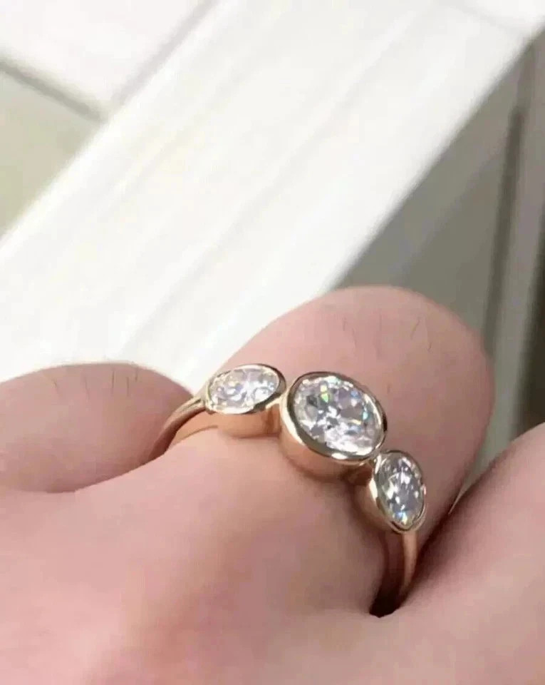 Lab-Created Diamond Women Statement Wedding Ring 14K Yellow Gold Plated