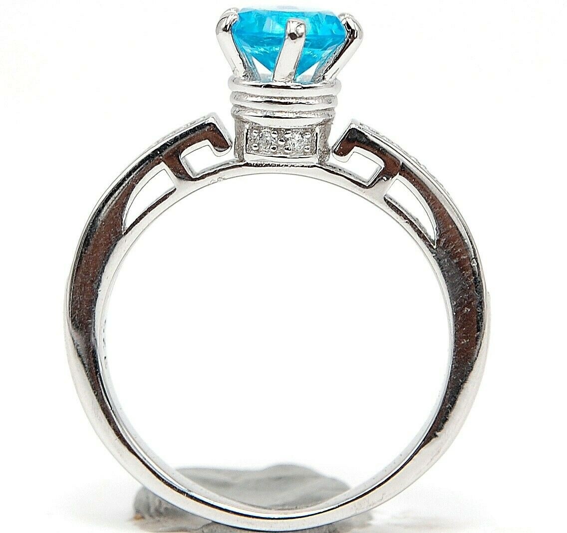 Heat Treated 2CT Blue Topaz 925 Solid Sterling Silver Ring Sz 6 UB3-9